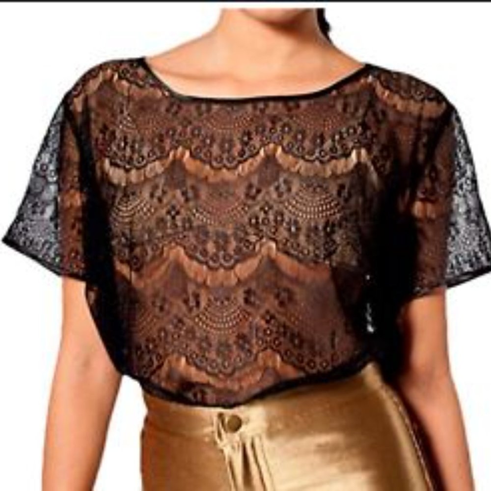 American Apparel Black Lace T-Shirt Size Small